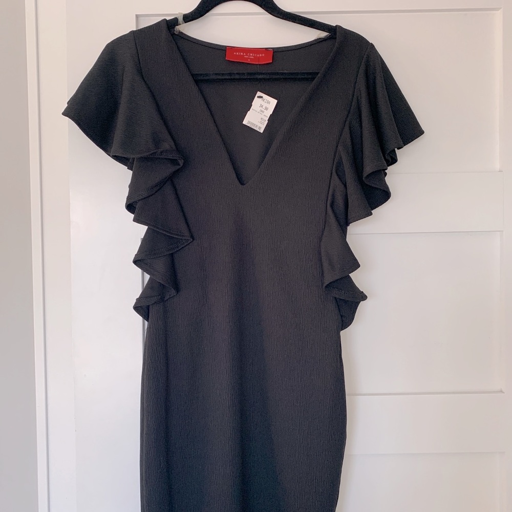NWT Black bodycon dress with butterfly sleeves